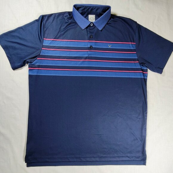 Callaway Men's Large Striped Opti-Dri Golf Short Sleeve Polo Shirt - Picture 2 of 9